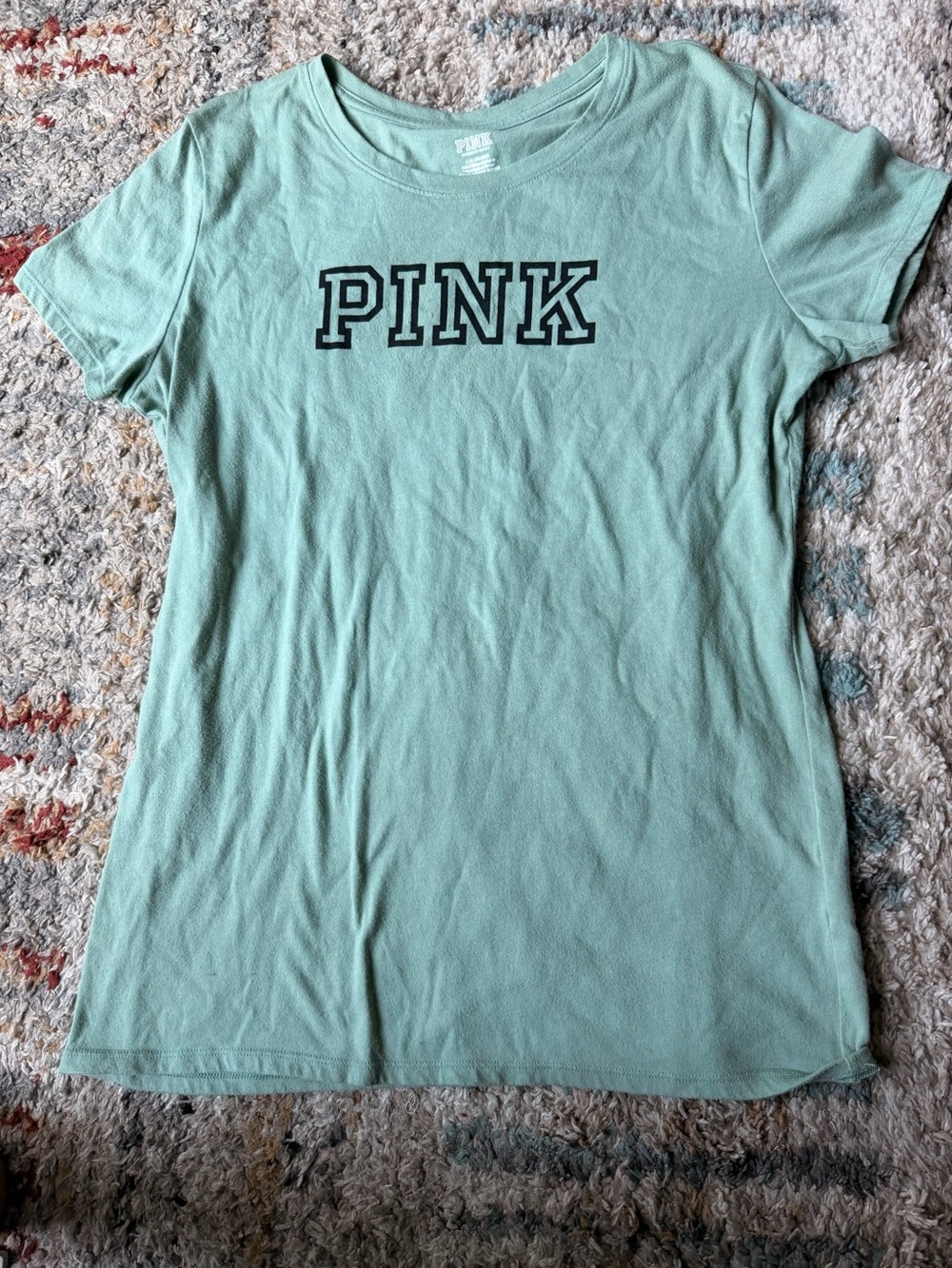 PINK Victoria's Secret Mint Green Short Sleeve Logo Tee
